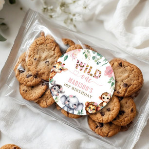 Adesivo Wild One Safari Animal Blush primeiro aniversario