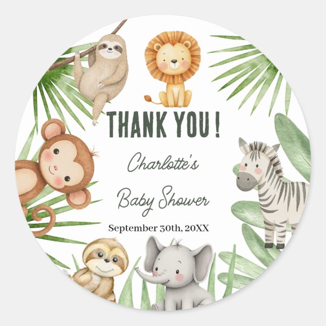 Adesivo Wild One Safari Animals Boy Baby Shower (Frente)