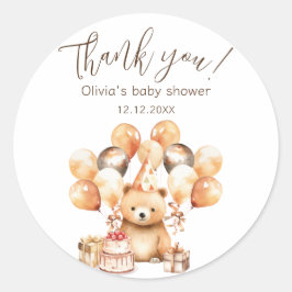 Adesivo Wild One Safari Bear Chá de fraldas Obrigado