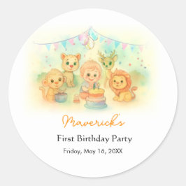 Adesivo Wild One Safari Boy 1st Birthday Jungle Party