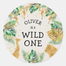 Adesivo Wild One Safari Party Green Dourado Ecru