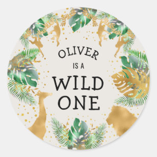 Adesivo Wild One Safari Party Green Dourado Ecru