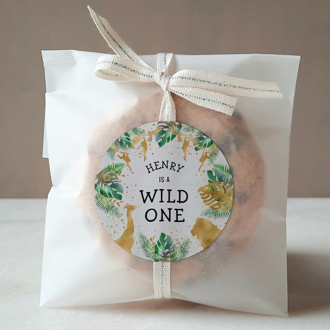 Adesivo Wild One Safari Party Green Dourado Ecru (Criador carregado)