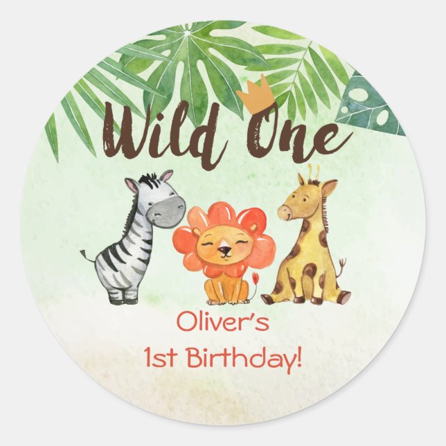 Adesivo Wild One, Safari Primeiro Aniversário (Frente)