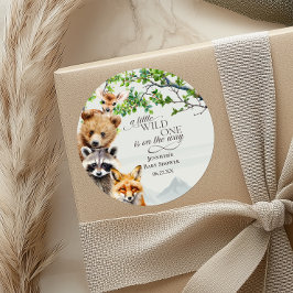 Adesivo Wild One Woodland Wildlife Baby Shower Favor