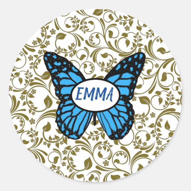 Adesivo Wild Romantic Field Blue butterflies (Frente)