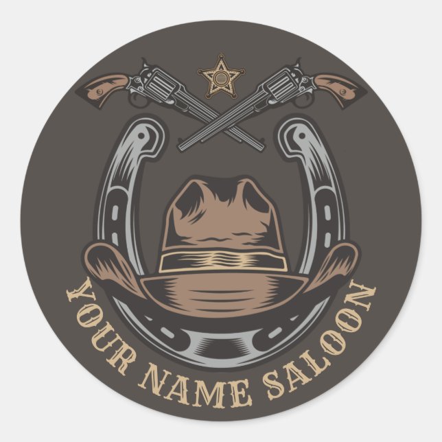 Adesivo Wild West Revolver Horsferes Western Cowboy Saloon (Frente)