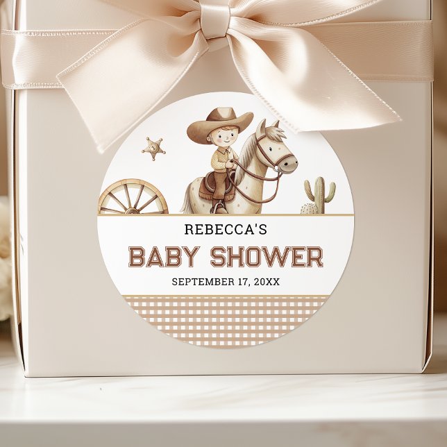 Adesivo Wild West Rodeo Western Little Cowboy Baby Shower (Criador carregado)