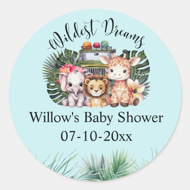 Adesivo Wildest Dreams Safari Adventure Baby Shower  (Frente)