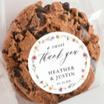 Adesivo Wildflower A Sweet Obrigado Favor De Casamento<br><div class="desc">Wildflower Foral Elegant A Sweet Obrigado A Vestir Favor De Casamento</div>