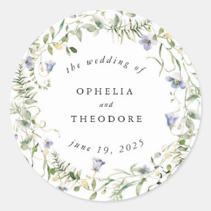 Adesivo Wildflower Blue Watercolor Casamento Favor Obrigad