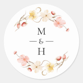 Adesivo Wildflower Blush Floral Monogram Wedding Favor
