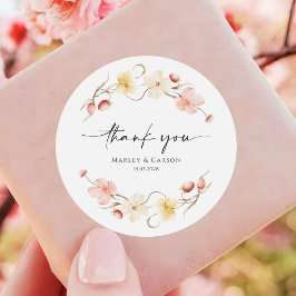 Adesivo Wildflower Blush Floral Wedding Thank You