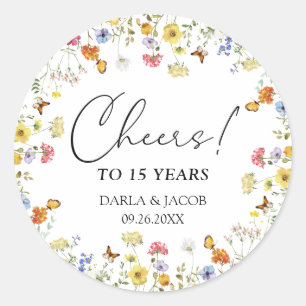 Adesivo Wildflower Boho Floral Cheers Aniversário de Casam