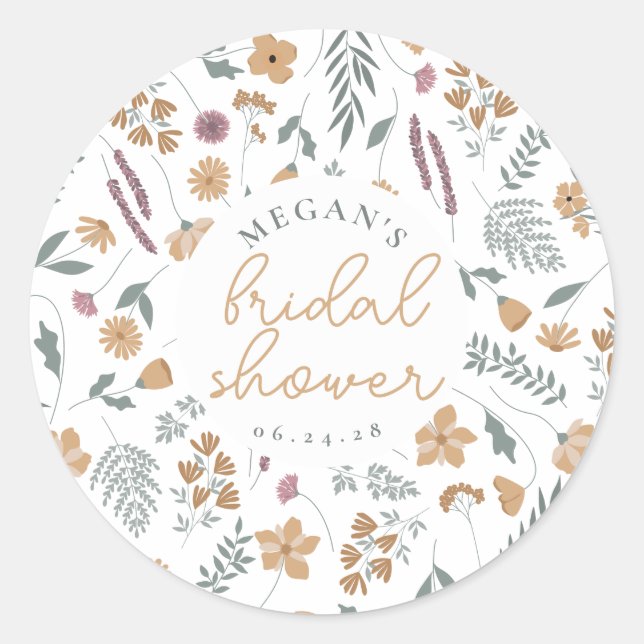 Adesivo Wildflower Bridal Shower Sticker - Orange (Frente)