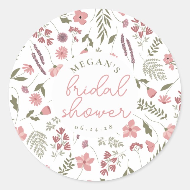 Adesivo Wildflower Bridal Shower Sticker - Pink (Frente)