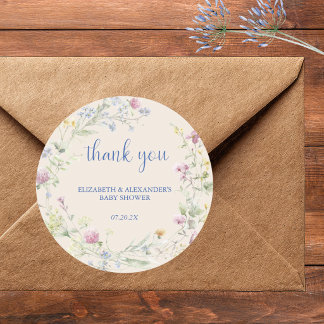 Adesivo Wildflower Couples Baby Shower Classic Round Stick