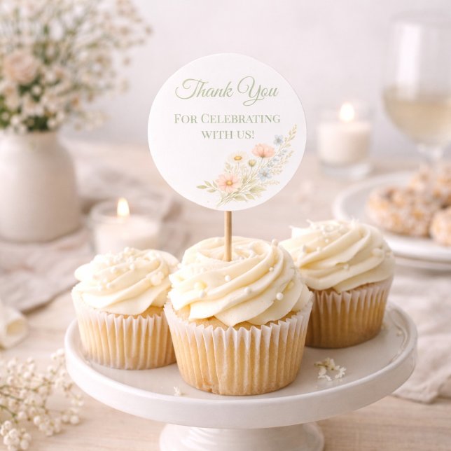 Adesivo Wildflower Garden Cupcake Topper (Criador carregado)