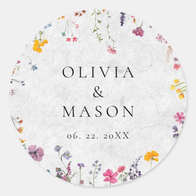 Adesivo Wildflower Garden Modern Floral Ivory Chic Wedding (Frente)