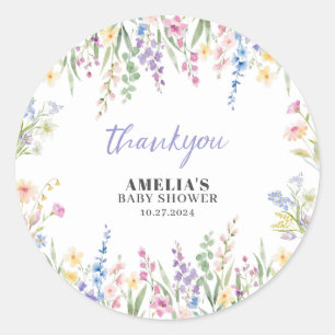Adesivo Wildflower Is On The Way Pastel Floral Chá de Bebê