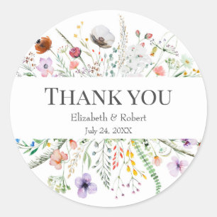 Adesivo Wildflower Meadow Weding Obrigado Sticker