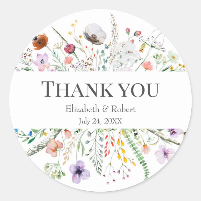 Adesivo Wildflower Meadow Weding Obrigado Sticker (Frente)