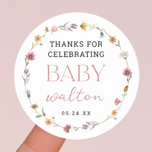 Adesivo Wildflower Obrigado por comemorar Baby