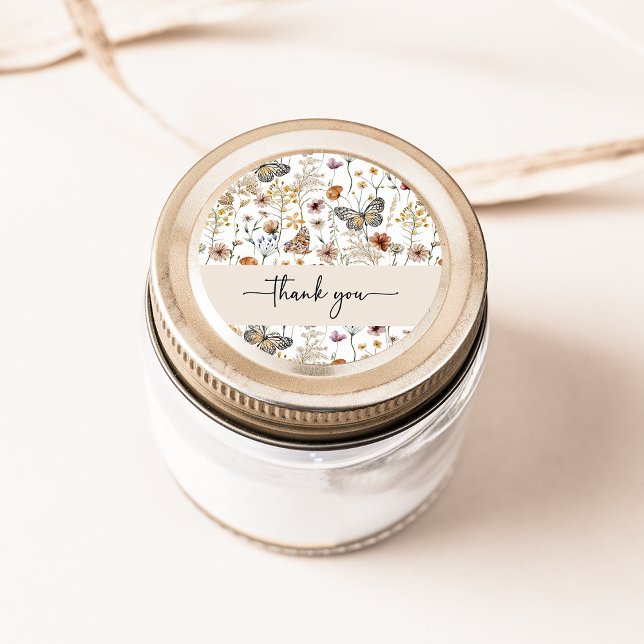 Adesivo Wildflower Obrigado Sticker (Boho Wildflower Thank You Sticker by Painted Paperie
)