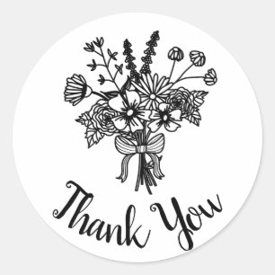Adesivo Wildflower preto e branco obrigado Sticker