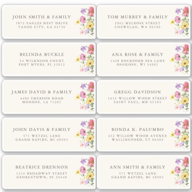 Adesivo Wildflower Rustic Chic boho Floral Endereço de Con (Frente)