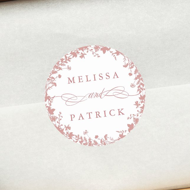 Adesivo Wildflower Wreath Silhouette Casamento Dusty Rosa (Criador carregado)