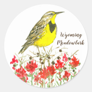 Adesivo Wildflowers das aves canoras de Wyoming Meadowlark