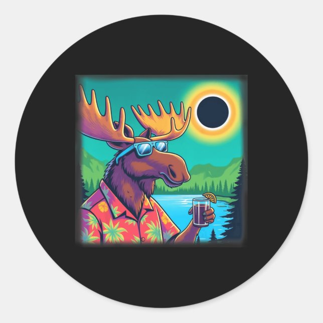 Adesivo Wildlife Moose Assistindo Eclipse Solar (Frente)