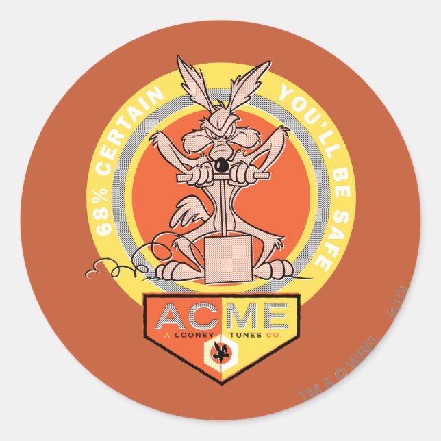 Adesivo WILE E. COYOTE™ Acme - 68% certo de que você estar (Frente)