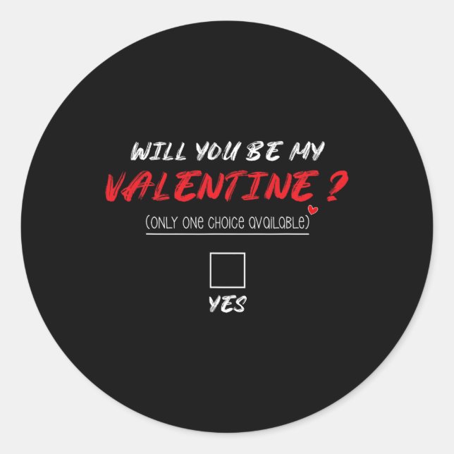 Adesivo Will You Be My Valentine Shirt  (Frente)