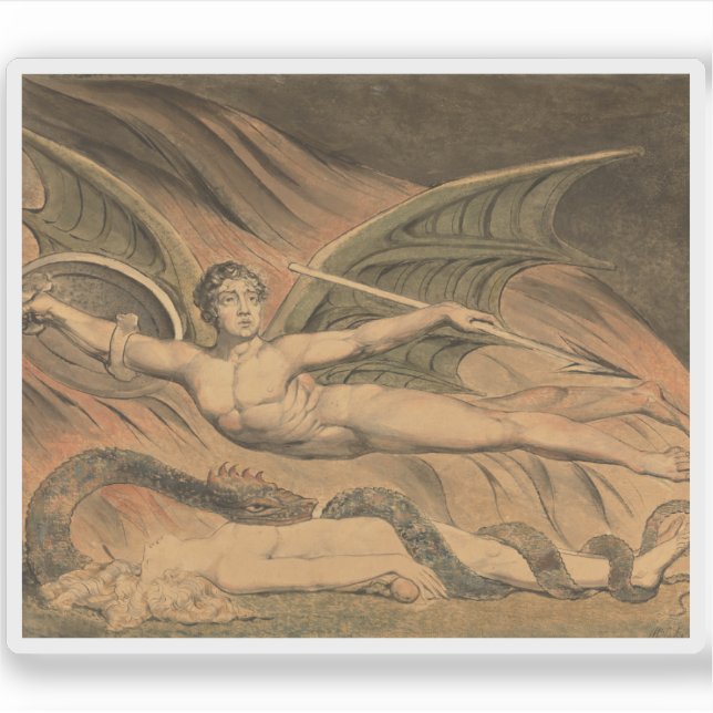 Adesivo William Blake - Satã Exultando sobre a Eva (Frente)