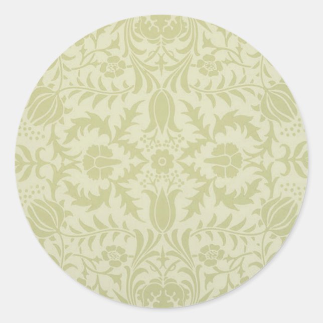 Adesivo William Morris Borage vintage verde suave damasco (Frente)