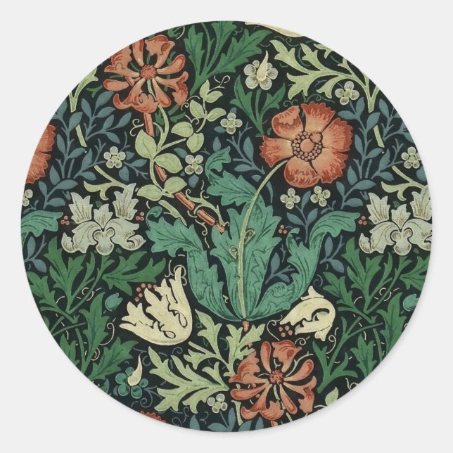 Adesivo William Morris Compton Floral Art Nouveau Pattern (Frente)