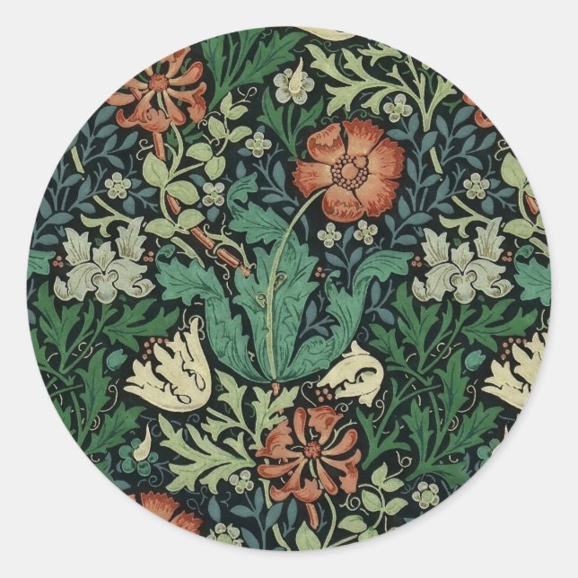Adesivo William Morris Compton Floral Art Nouveau Pattern (Frente)