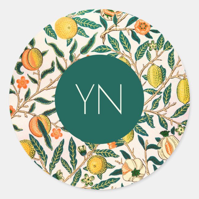 ADESIVO WILLIAM MORRIS ENVELOPE SEAL "POMEGRANATOS AMARELO (Frente)