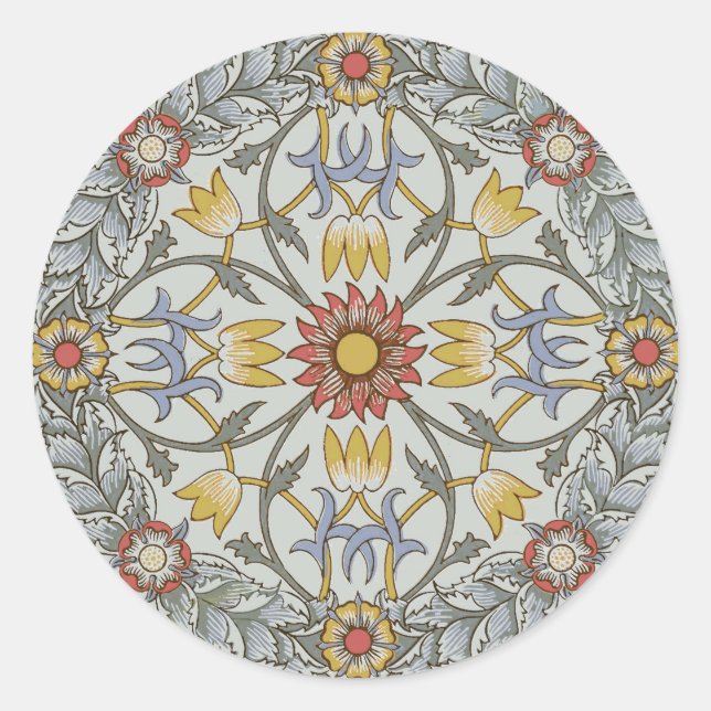 Adesivo William Morris Floral Circle Flower Illustration (Frente)