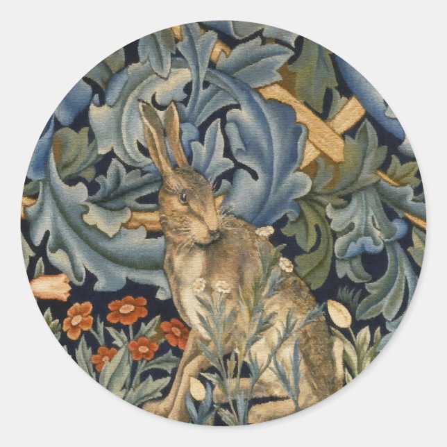 Adesivo William Morris Forest Rabbit Floral Art Nouveau (Frente)