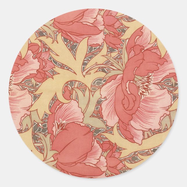Adesivo William Morris Poppies Floral Art Nouveau Pattern (Frente)