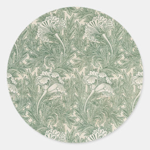 Adesivo William Morris Verde Sage Padrão de Tulipa: Vintag