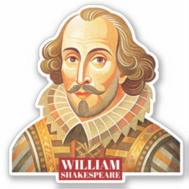 Adesivo William Shakespeare - Ilustração de retrato para s