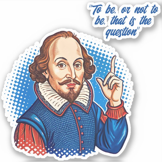 Adesivo William Shakespeare - Ilustração de retrato para s (Frente)