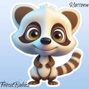 Adesivo Willife Raccoon Woodland Animal Cartoon