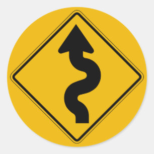 Adesivo Winding Road, Traffic Warning Sign, EUA
