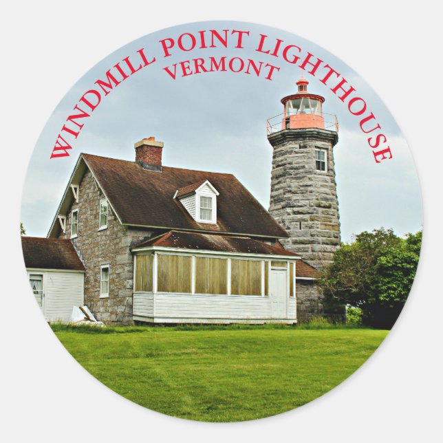 Adesivo Windmill Point Lighthouthouse, Vermont Round Stick (Frente)