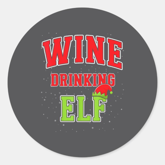 Adesivo Wine Drinking Elf Christmas Family Matching Group  (Frente)